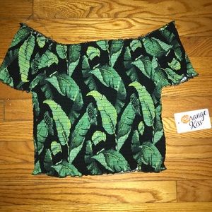 Off the Shoulder Leaf Top